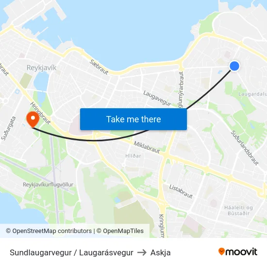 Sundlaugarvegur / Laugarásvegur to Askja map