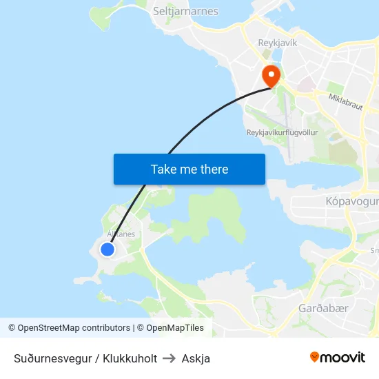 Suðurnesvegur / Klukkuholt to Askja map