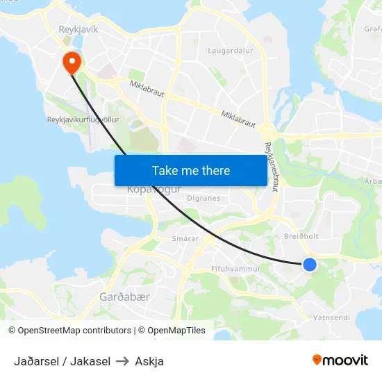 Jaðarsel / Jakasel to Askja map