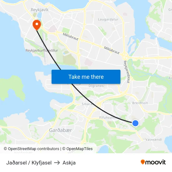 Jaðarsel / Klyfjasel to Askja map