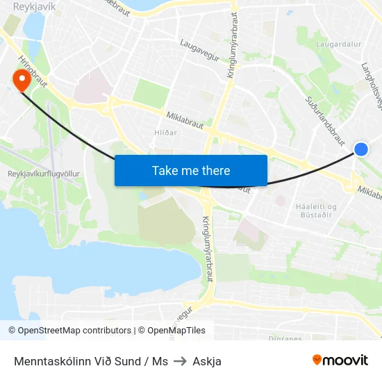 Menntaskólinn Við Sund / Ms to Askja map