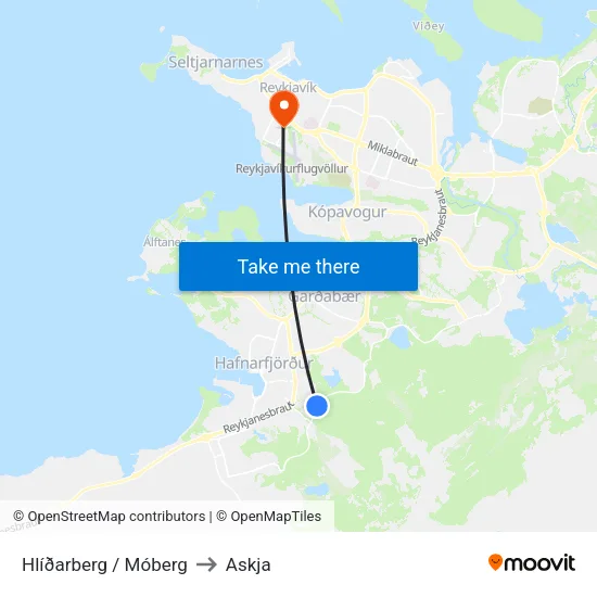 Hlíðarberg / Móberg to Askja map