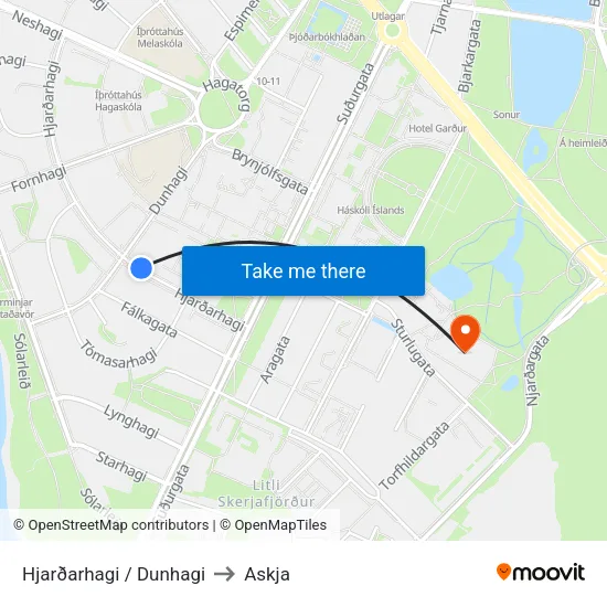 Hjarðarhagi / Dunhagi to Askja map