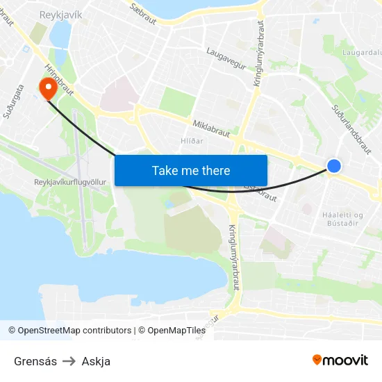 Grensás to Askja map