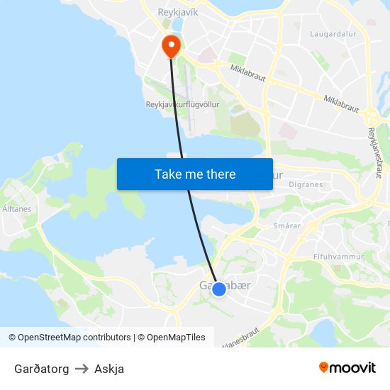 Garðatorg to Askja map