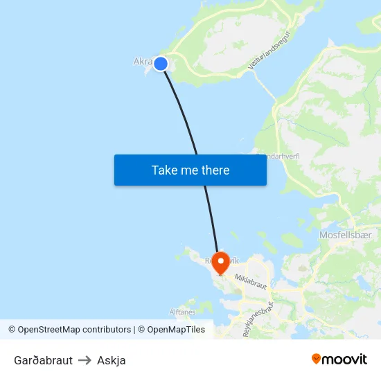 Garðabraut to Askja map