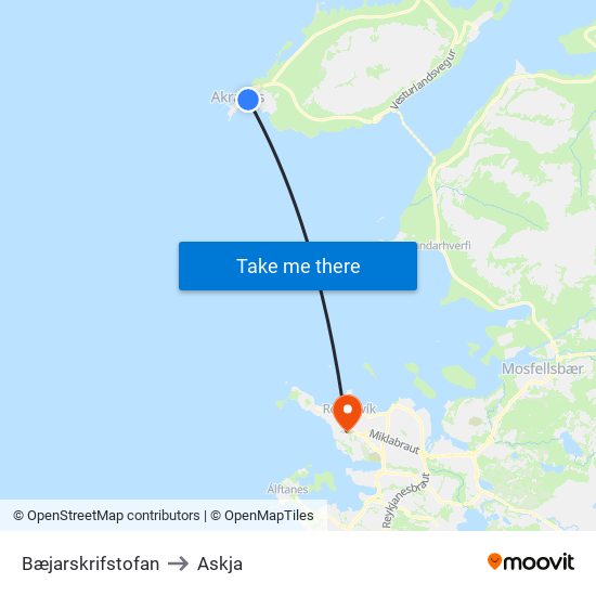 Bæjarskrifstofan to Askja map