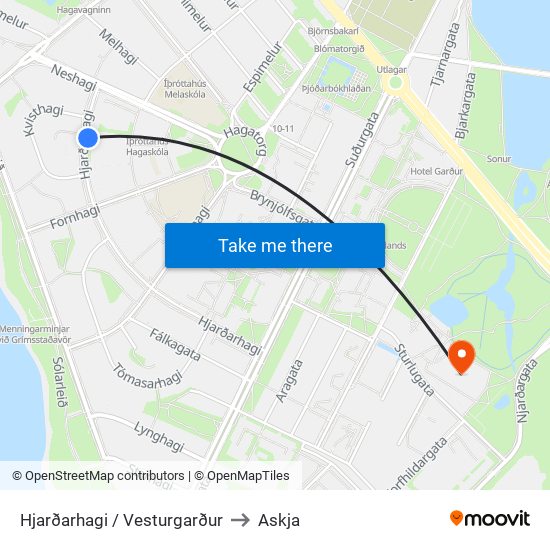 Hjarðarhagi / Vesturgarður to Askja map