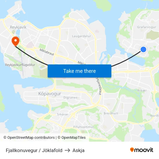 Fjallkonuvegur / Jöklafold to Askja map