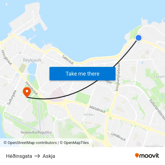 Héðinsgata to Askja map