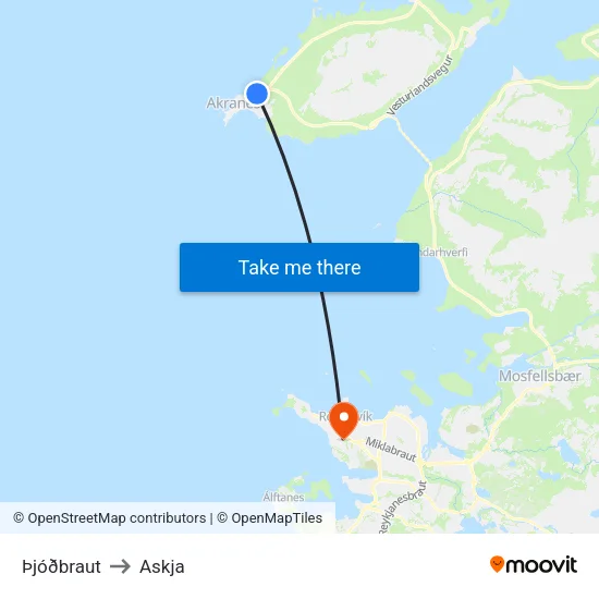Þjóðbraut to Askja map