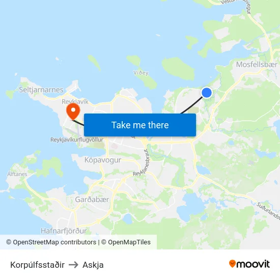 Korpúlfsstaðir to Askja map