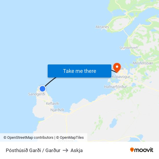 Pósthúsið Garði / Garður to Askja map