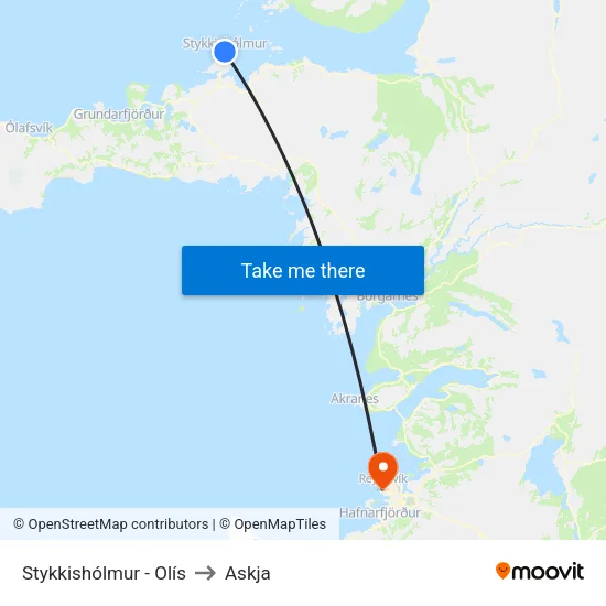 Stykkishólmur - Olís to Askja map