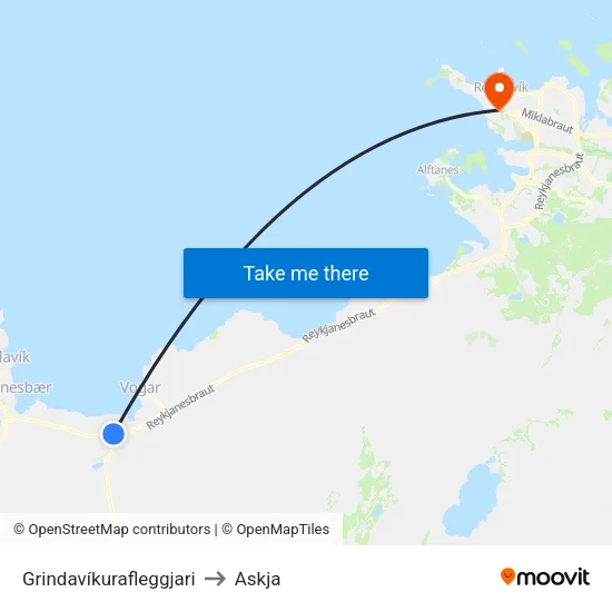 Grindavíkurafleggjari to Askja map