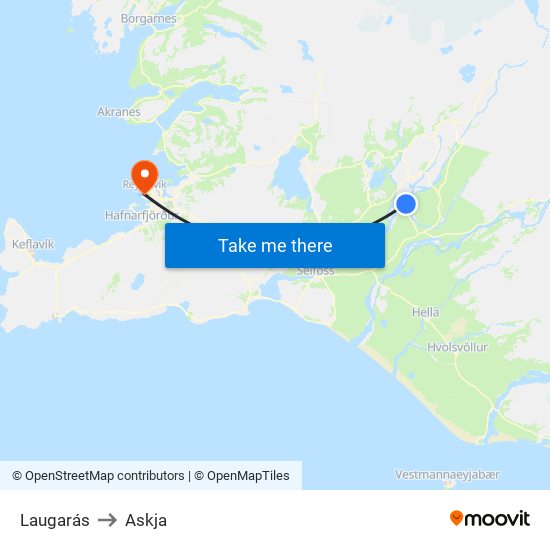 Laugarás to Askja map