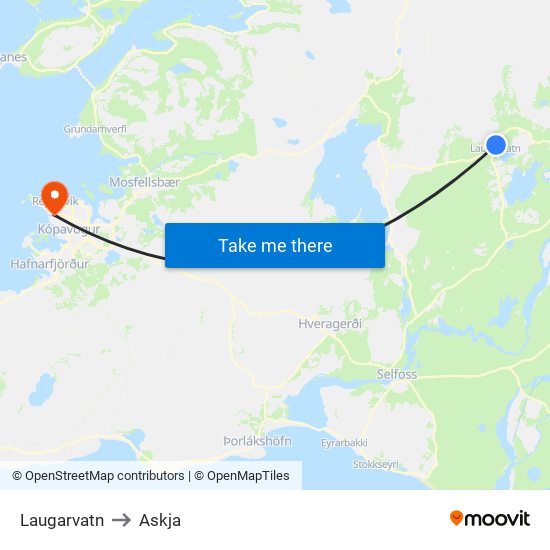 Laugarvatn to Askja map