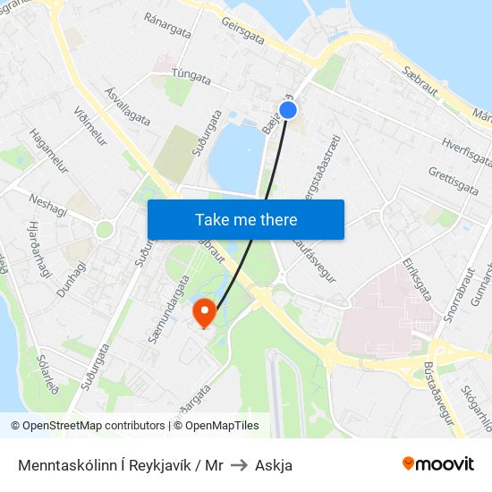 Menntaskólinn Í Reykjavík / Mr to Askja map