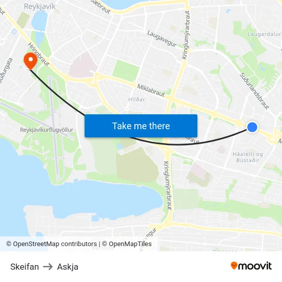 Skeifan to Askja map