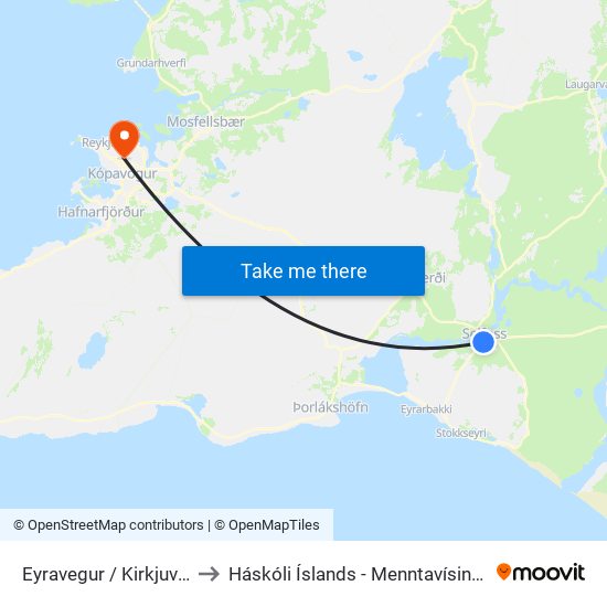 Eyravegur / Kirkjuvegur to Háskóli Íslands - Menntavísindasvið map