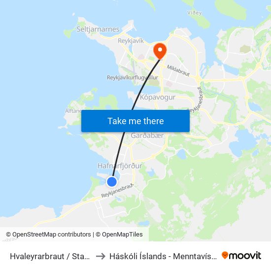 Hvaleyrarbraut / Stapagata to Háskóli Íslands - Menntavísindasvið map