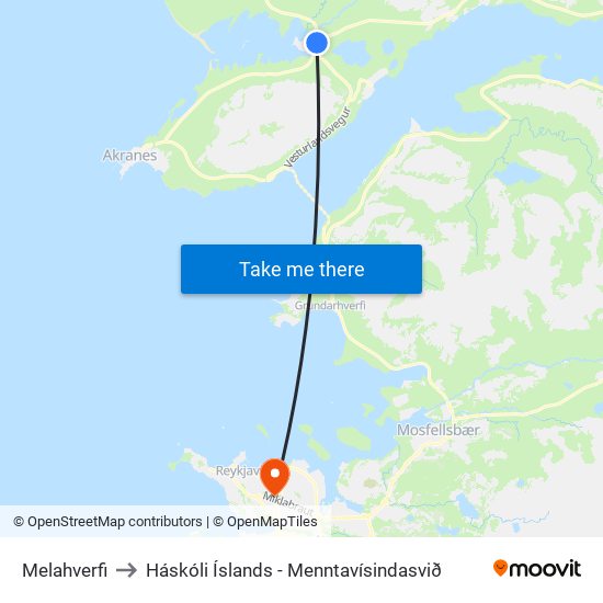 Melahverfi to Háskóli Íslands - Menntavísindasvið map