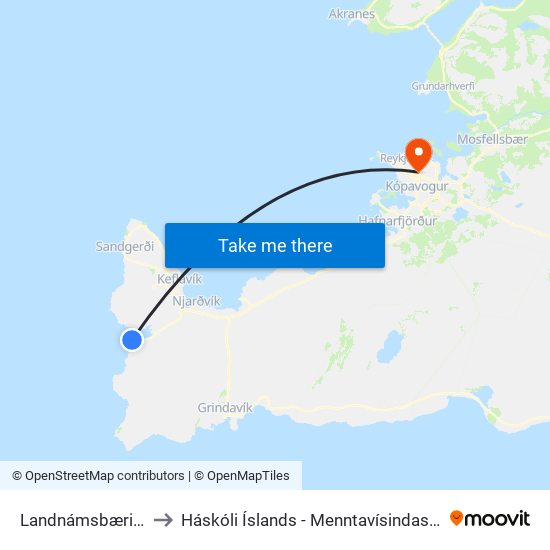 Landnámsbærinn to Háskóli Íslands - Menntavísindasvið map