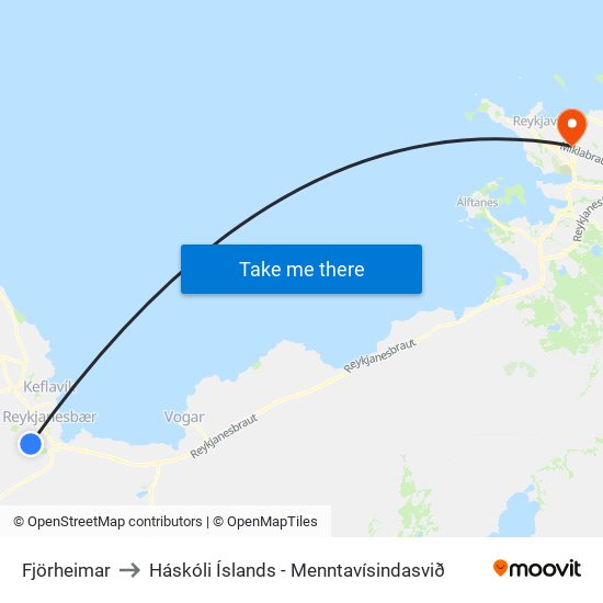 Fjörheimar to Háskóli Íslands - Menntavísindasvið map