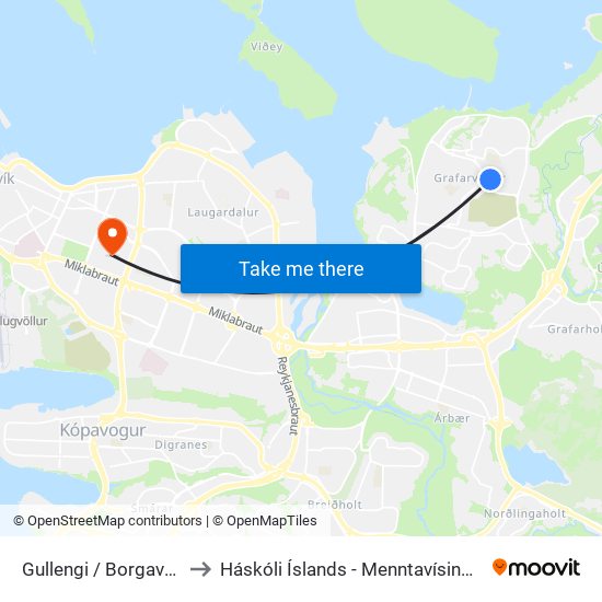 Gullengi / Borgavegur to Háskóli Íslands - Menntavísindasvið map