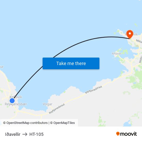 Iðavellir to HT-105 map