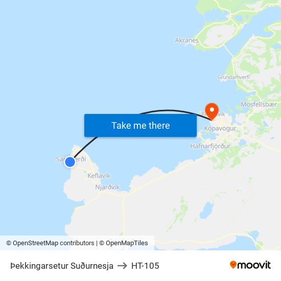 Þekkingarsetur Suðurnesja to HT-105 map