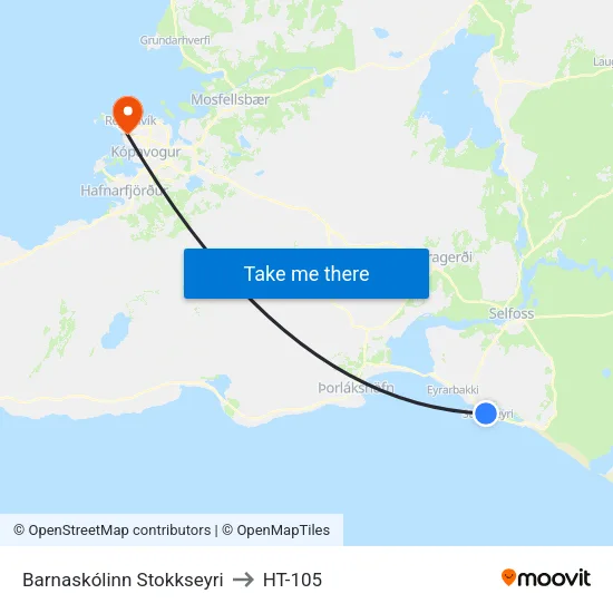 Barnaskólinn Stokkseyri to HT-105 map