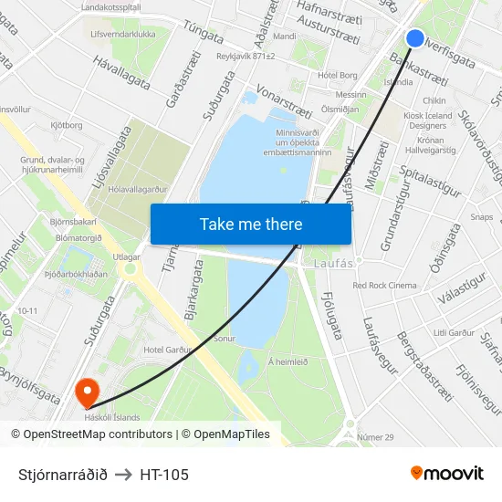 Stjórnarráðið to HT-105 map