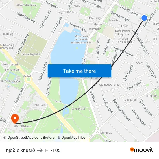 Þjóðleikhúsið to HT-105 map