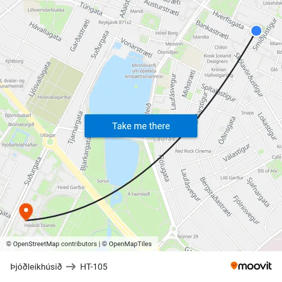 Þjóðleikhúsið to HT-105 map