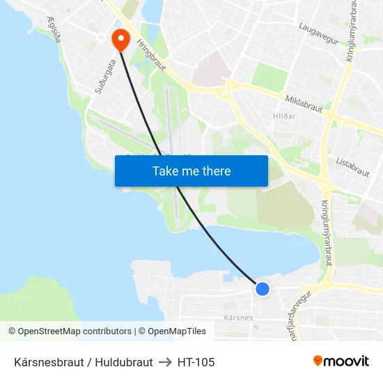 Kársnesbraut / Huldubraut to HT-105 map