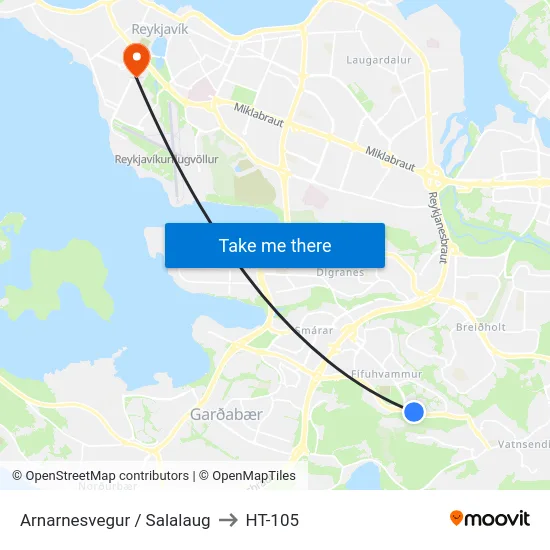 Arnarnesvegur / Salalaug to HT-105 map