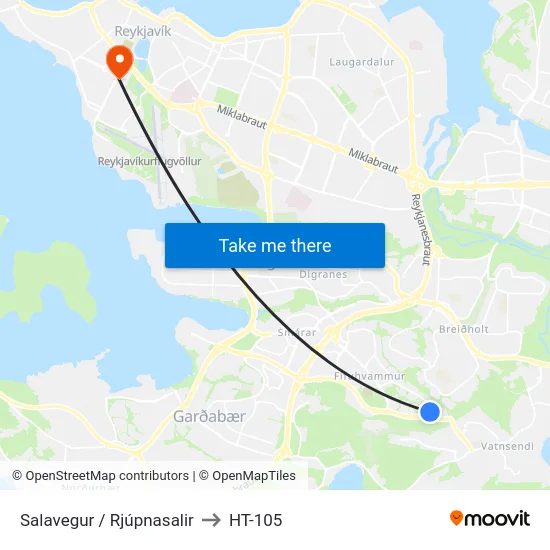 Salavegur / Rjúpnasalir to HT-105 map
