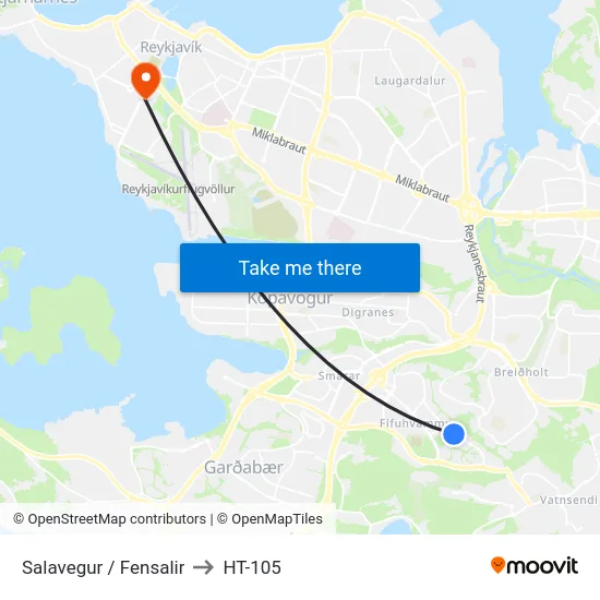 Salavegur / Fensalir to HT-105 map