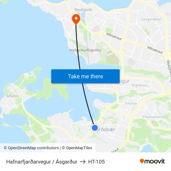 Hafnarfjarðarvegur / Ásgarður to HT-105 map