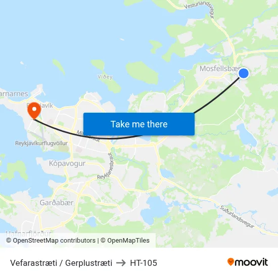 Vefarastræti / Gerplustræti to HT-105 map