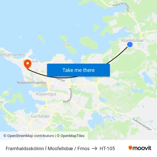 Framhaldsskólinn Í Mosfellsbæ / Fmos to HT-105 map