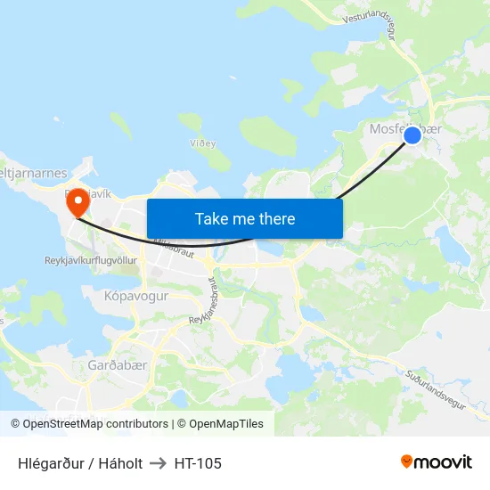Hlégarður / Háholt to HT-105 map