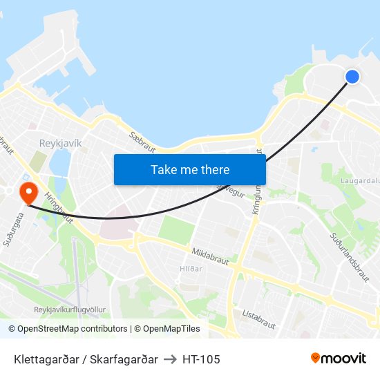Klettagarðar / Skarfagarðar to HT-105 map