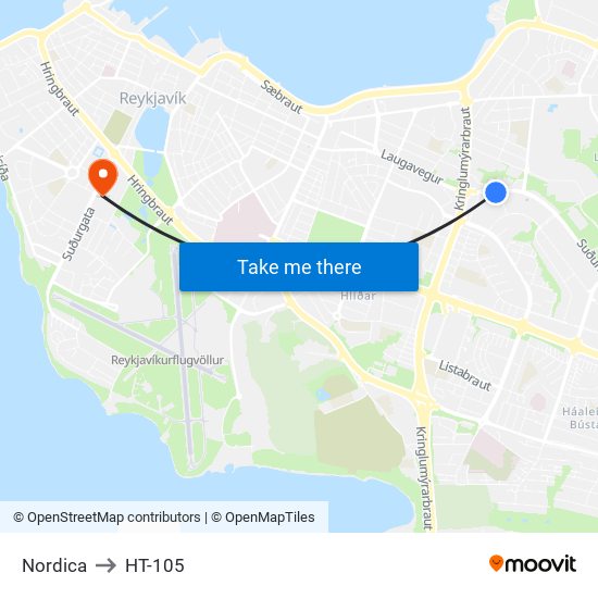 Nordica to HT-105 map
