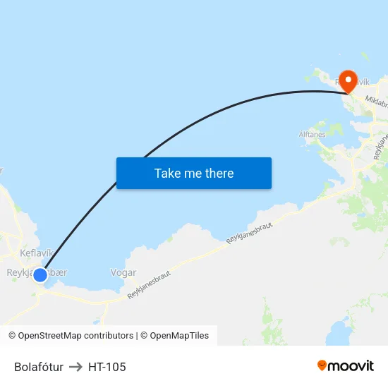 Bolafótur to HT-105 map