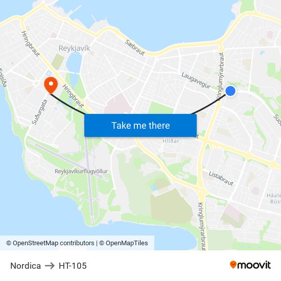 Nordica to HT-105 map