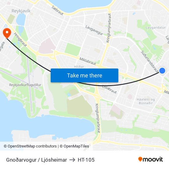 Gnoðarvogur / Ljósheimar to HT-105 map