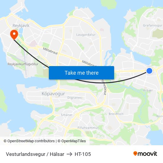Vesturlandsvegur / Hálsar to HT-105 map