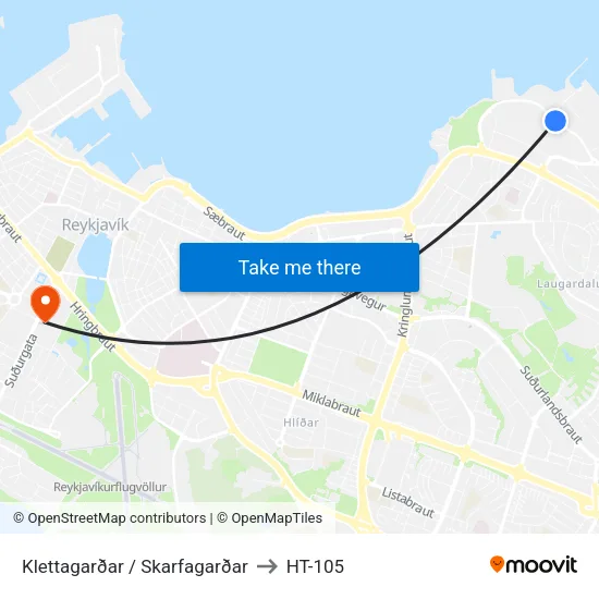 Klettagarðar / Skarfagarðar to HT-105 map